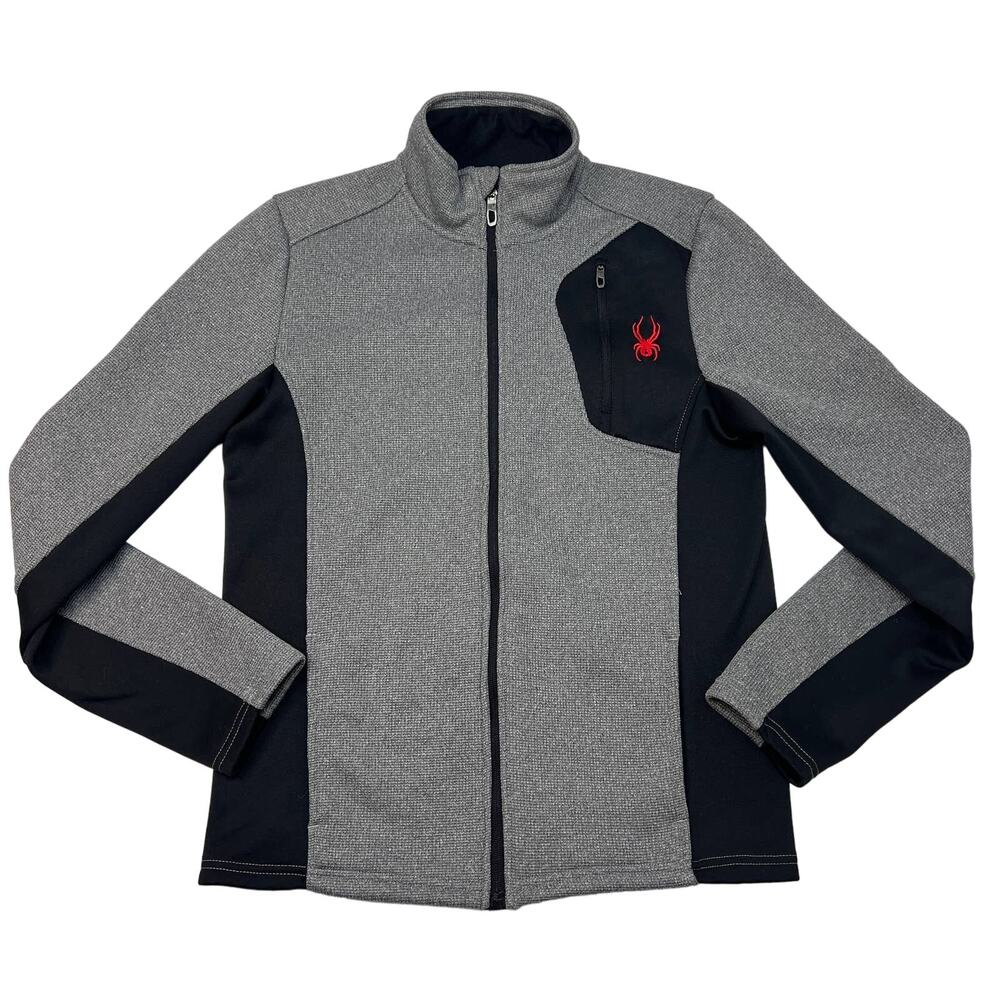Spyder Full Zip Jacket Men’s Small Waffle Knit Style 71F64008-07 Gray Black